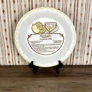 80s Vintage Lemon Pie Plate Dish Baker with Recipe Rawleigh's W.T. Rawleigh Co
